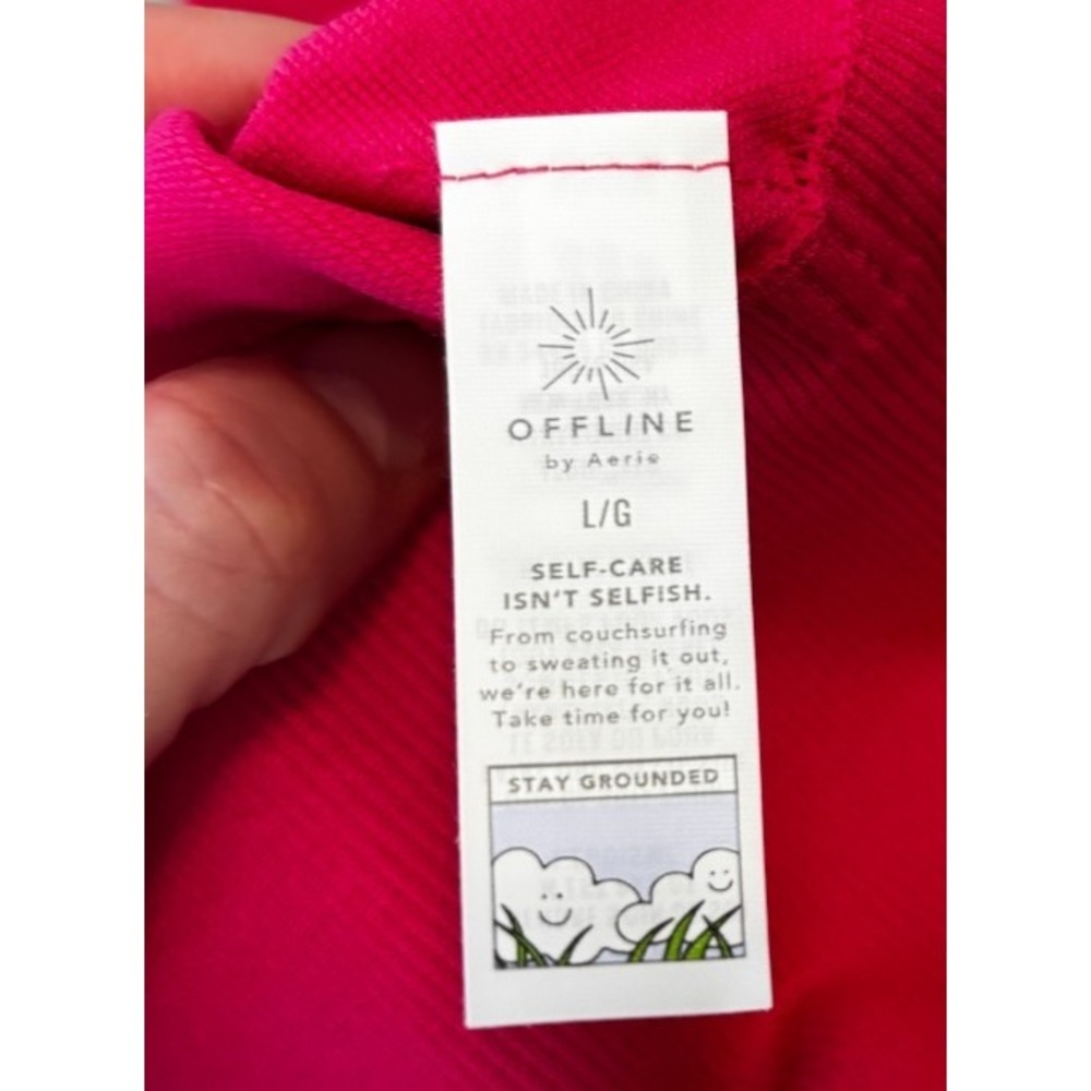 OFFLINE By Aerie Short Sleeve Seamless Cropped T-Shirt Pink Gym Size Large NWT - Picture 4 of 8
